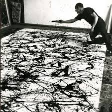 Jackson Pollock pintando en su taller